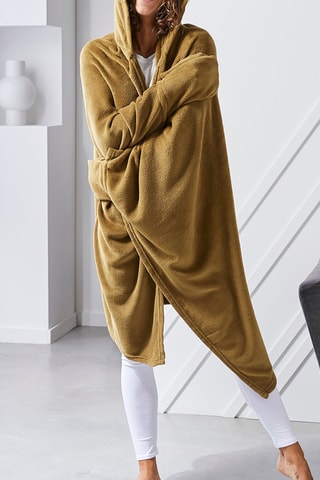 Plaid à capuche Tropik paon Marron - 115 x 165 cm