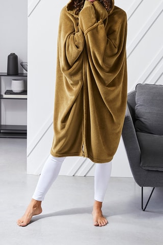 Plaid à capuche Tropik paon Marron - 115 x 165 cm