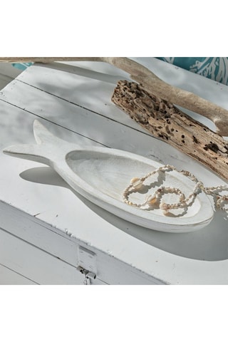 Vide poche en bois de paulownia -  47 x 15 x 4 cm - Blanc