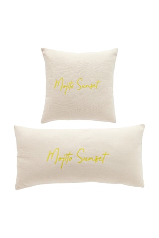 2 coussins - Ecru et jaune - 45 x 45 cm