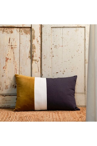 Coussin Indies - Ocre et bleu - 40 x 60 cm