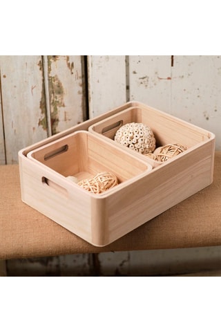 3 caisses en bois Indies - 24 x 16,8 x 11 cm et 36,5 x 26,5 x 12 cm - Naturel