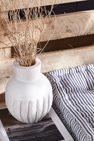 Vase en bois de paulownia - 16 x 16 x 21 cm - Blanc