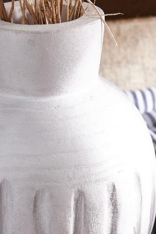 Vase en bois de paulownia - 16 x 16 x 21 cm - Blanc