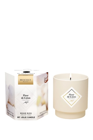 Vela perfumada e pulseira - Flor de algodão