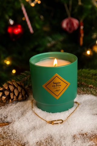 Vela perfumada e pulseira - Pinheiro em Festa