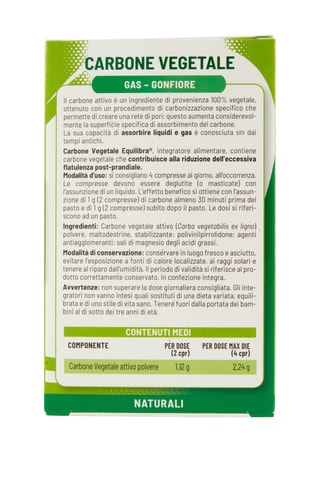 Carbone Vegetale Equilibra - 2 x 50 compresse - 2 cure da 12 giorni