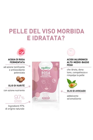 2 x maschera in tessuto idratante Rosa Ialuronica