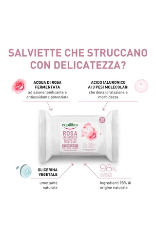 2 pacchi di salviette micellari struccanti Rosa Ialuronica - 2 x 25 salviette