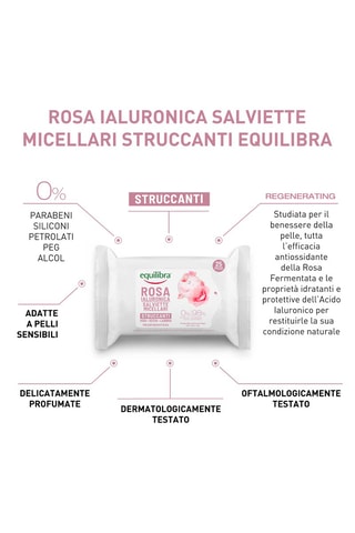 2 pacchi di salviette micellari struccanti Rosa Ialuronica - 2 x 25 salviette