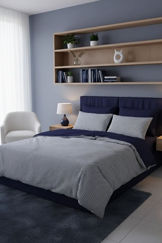 Conjunto de edredão em algodão Nifty - 57 fios/cm² - Azul,