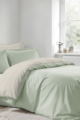 Conjunto de edredão reversível em algodão reforçado 61 fios/cm² - Verde-claro