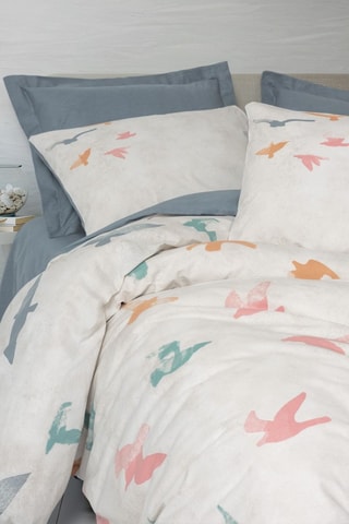 Conjunto de edredão em algodão reforçado 57 fios /cm² Hope - Branco e azul