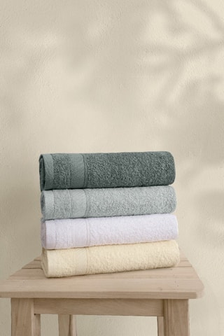 4 toalhas - Cinzento e amarelo - 50 x 90 cm