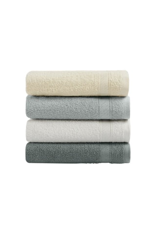 4 toalhas - Cinzento e amarelo - 50 x 90 cm