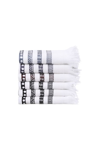 6 toalhas médias Tivoli Branco e azul - 40 x 60 cm