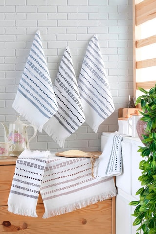 6 toalhas médias Tivoli Branco e azul - 40 x 60 cm