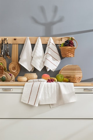 6 toalhas de rosto Sofya - Creme - 30 x 50 cm