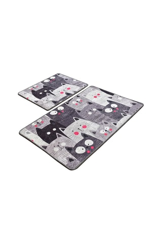 2 tapis de bain Meow Noir - 50 x 60 cm / 60 x 100 cm