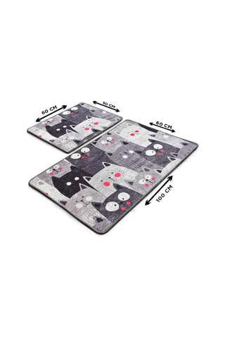 2 tapis de bain Meow Noir - 50 x 60 cm / 60 x 100 cm