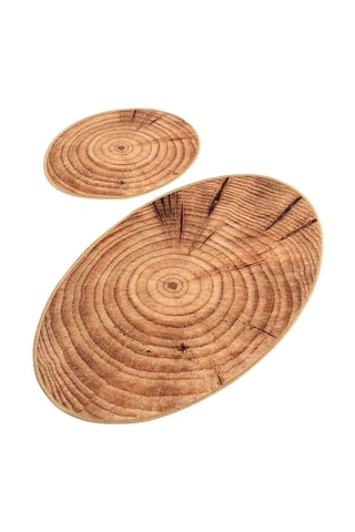 2 tapetes de banho Wood Djt - Ocre - 50 x 60 / 60 x 100 cm