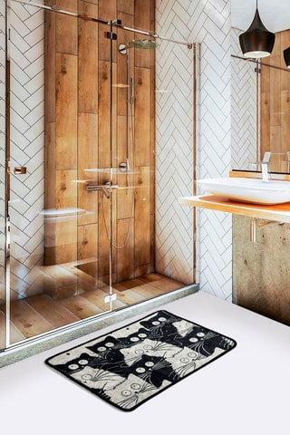 Tapete de banho White Cats DJT Branco e preto - 40 x 60 cm