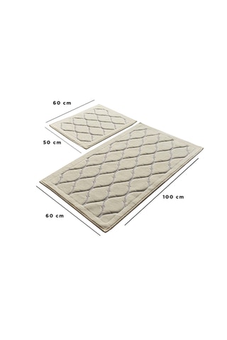 2 tapetes de banho - Cru - 50 x 60 cm / 60 x 100 cm