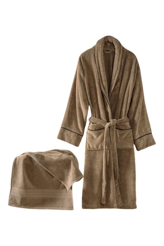 Roupão e toalha - Bege