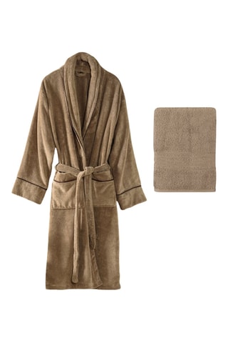 Roupão e toalha - Bege