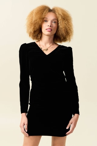 Vestido justo em veludo - Preto