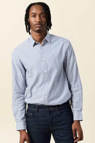 Camisa em algodão biológico - Azul-marinho