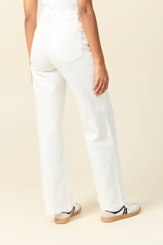 Calças de ganga largos de cintura subida em algodão biológico - Branco