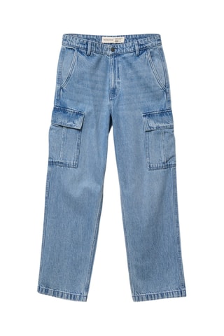 Calças de ganga cargo - Azul-claro