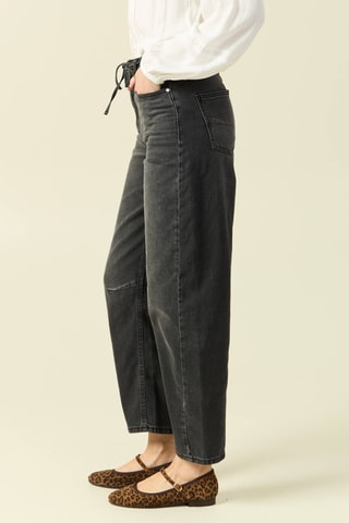 Calças de ganga barrel 7/8 de cintura subida - Cinzento