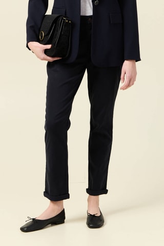 Calças chino em algodão biológico - Azul-escuro