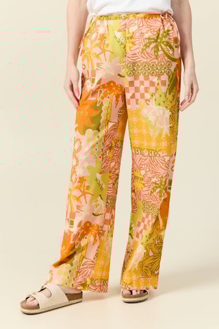 Calças largas de cintura subida - Laranja