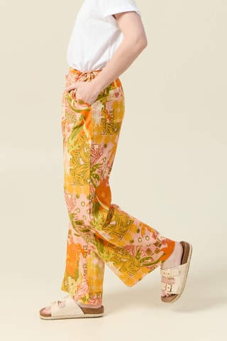 Calças largas de cintura subida - Laranja