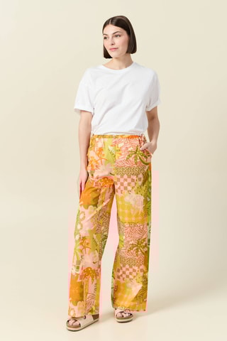 Calças largas de cintura subida - Laranja