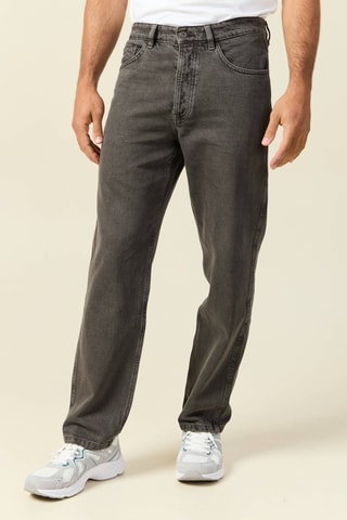 Calças de ganga large - Castanho