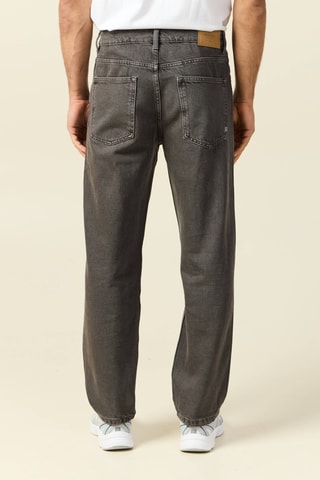 Calças de ganga large - Castanho