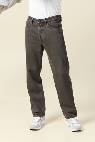 Calças de ganga large - Castanho