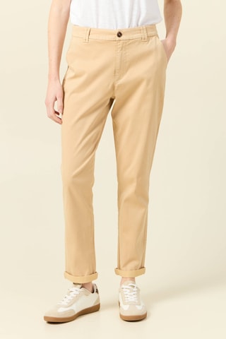 Calças chino em algodão biológico - Bege