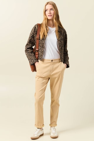 Calças chino em algodão biológico - Bege