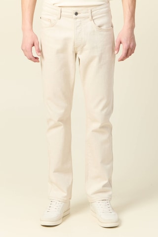 Calças de ganga regular em algodão biológico - Bege