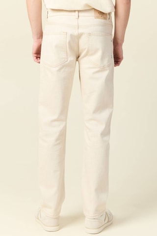 Calças de ganga regular em algodão biológico - Bege