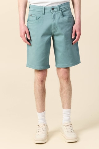 Bermudas de ganga em algodão biológico - Verde-escuro