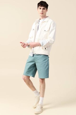 Bermudas de ganga em algodão biológico - Verde-escuro