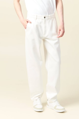 Calças de ganga straight em algodão biológico - Branco