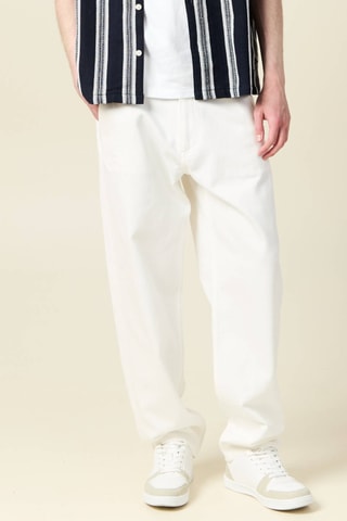 Calças de ganga straight em algodão biológico - Branco