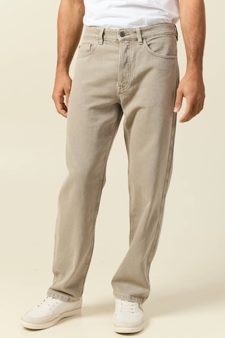 Calças de ganga large - Bege